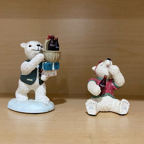 1995 COCA-COLA Brand Polar Bear Cubs Heritage Collection Figurine Statues set/2 - Picture 3 of 4